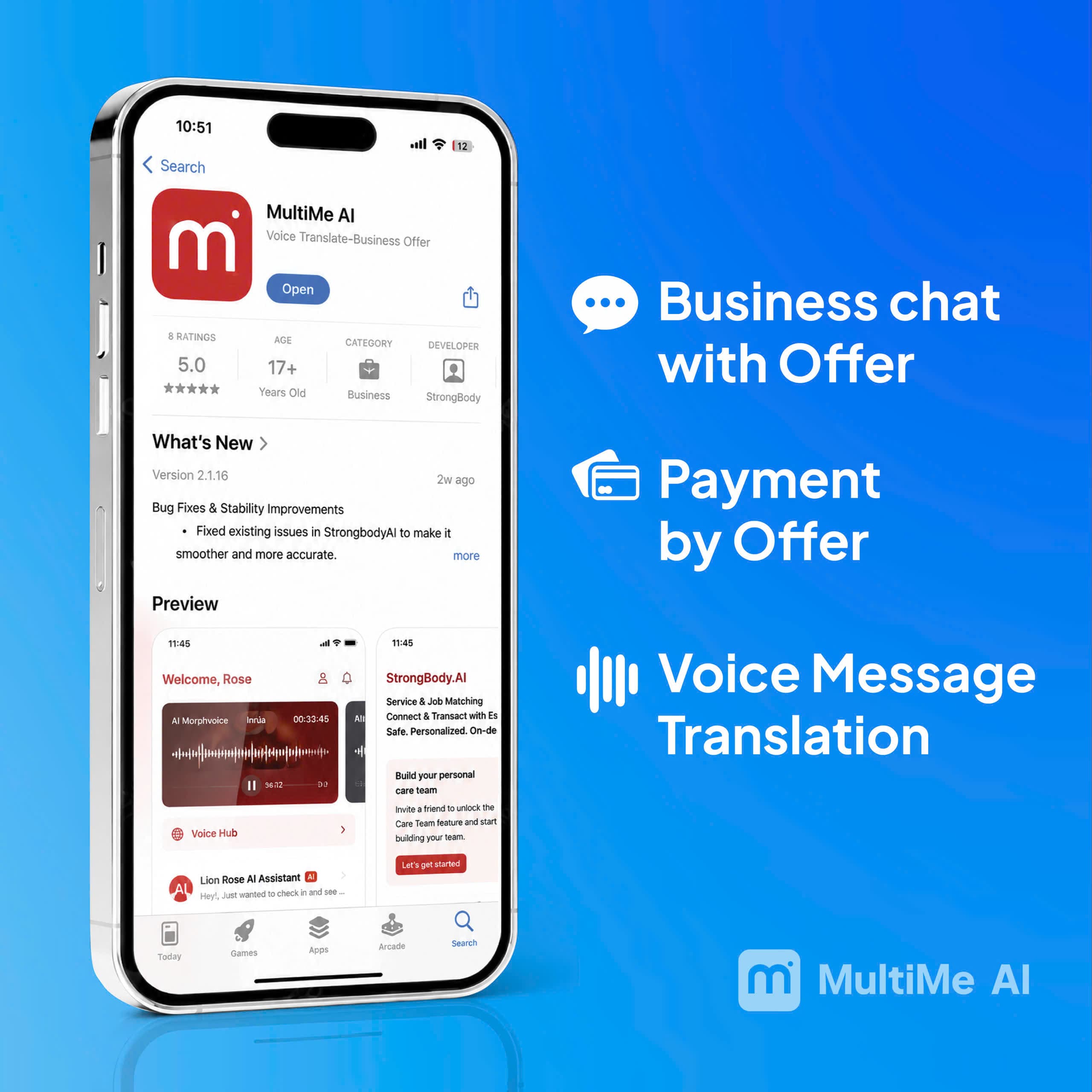 Échanges professionnels en chat avec Voice Translation